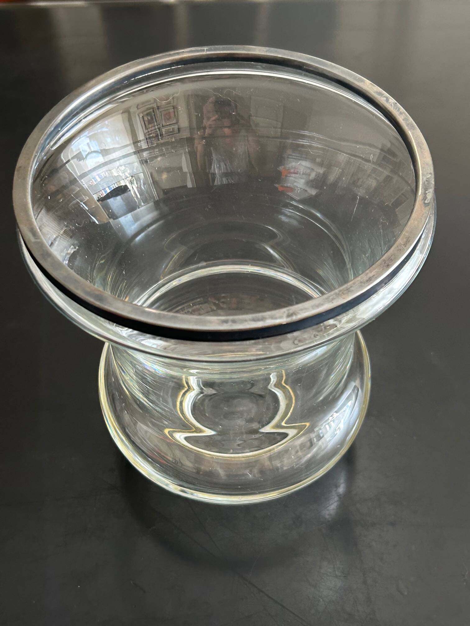 glass and metal vase from the 70s