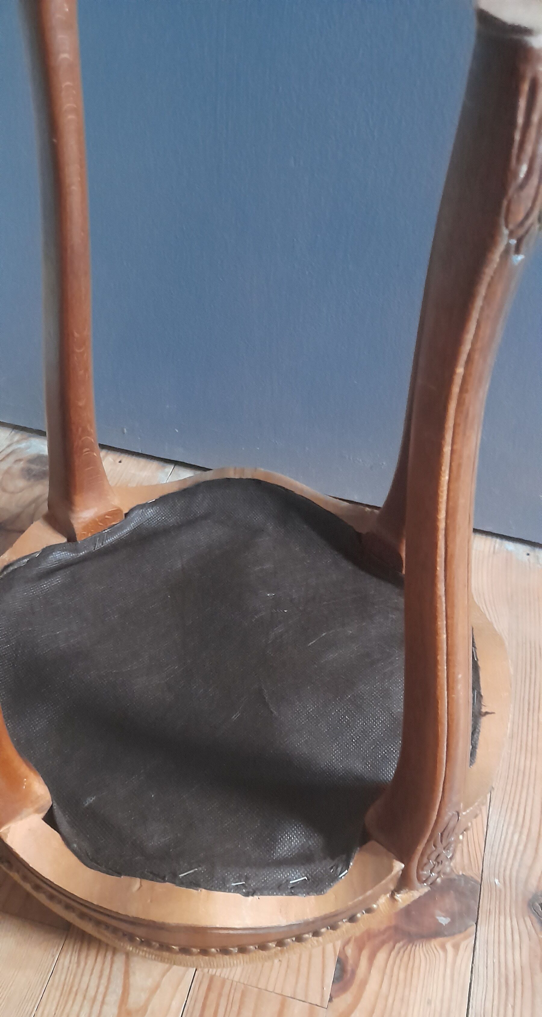 Piano stool / dressing table, Louis XV style, arched base seat velvet