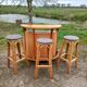 Bar en rotin et 3 tabourets