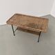 Table basse osier tressé et métal 1960