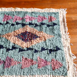 Moroccan Berber carpet Boucherouite light blue