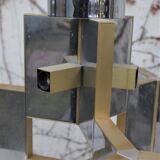 Ceiling lamp in chromed aluminum and brass, 1970