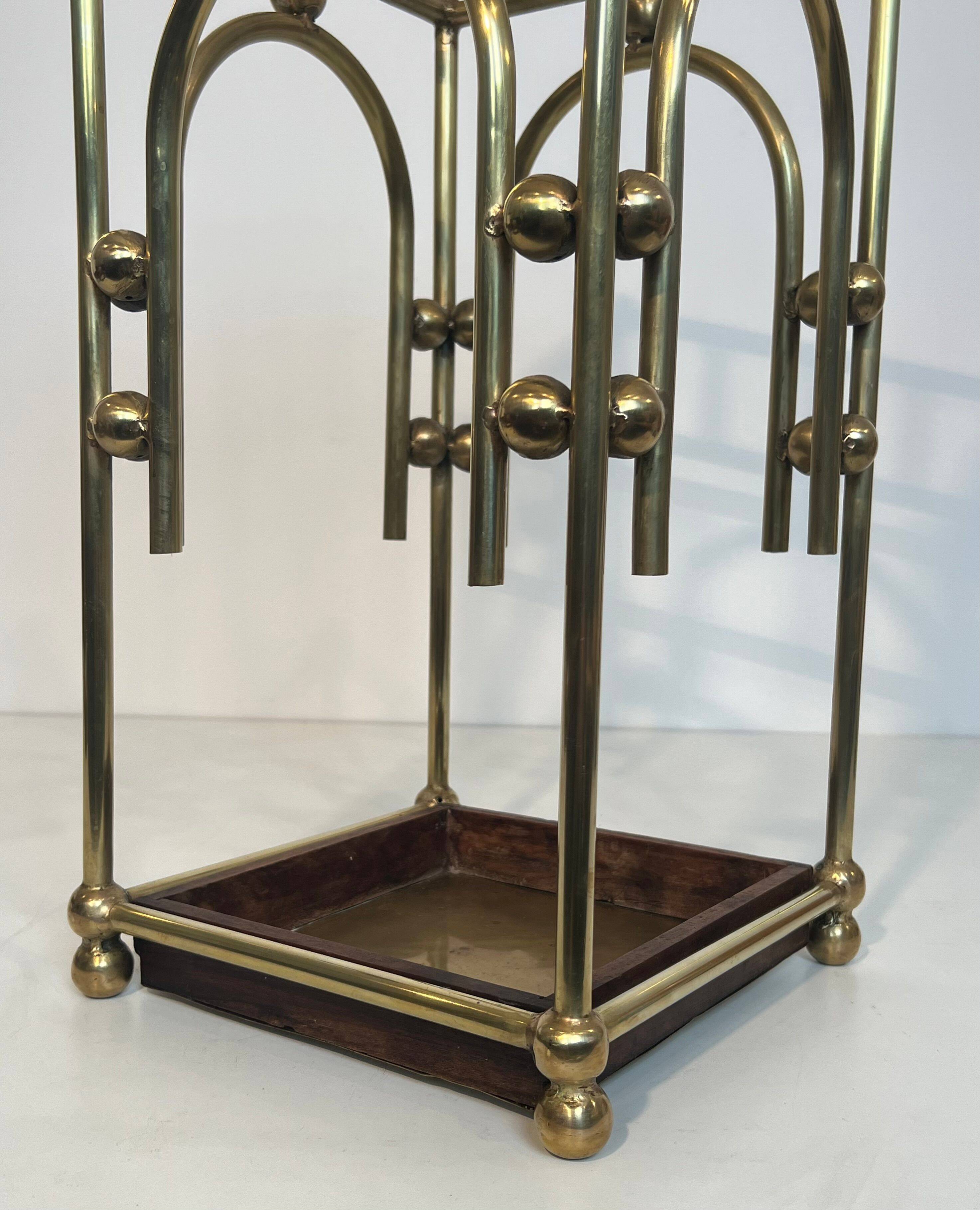 Modernist brass umbrella stand in the style of Joseph Hoffmann