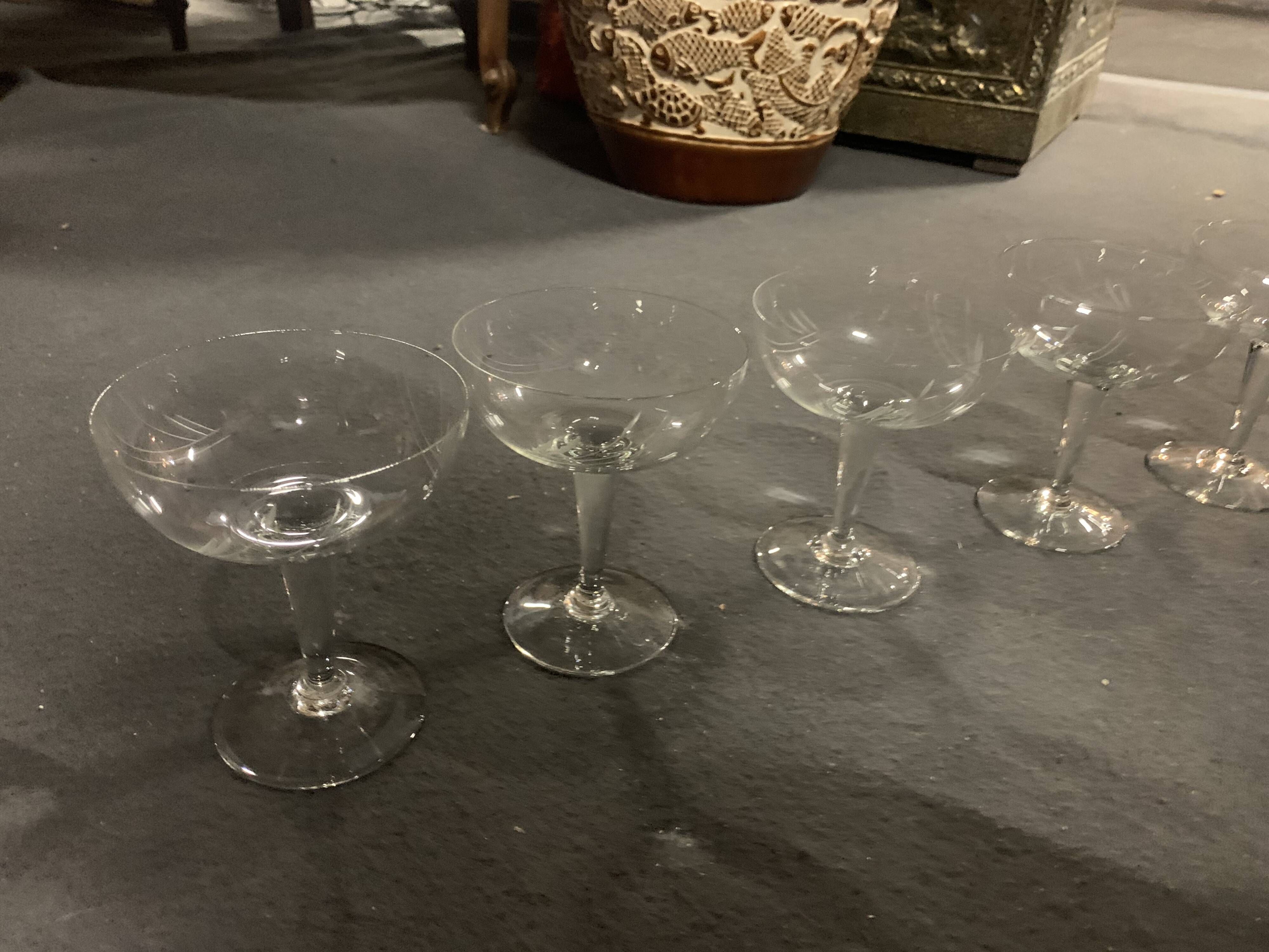 6 crystal champagne glasses