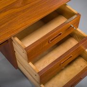 Mid-century Danish freestanding teak desk with raised lip edge, 1960s
