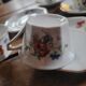 6 porcelain cups decorated with wildflowers from the 60s.
