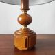 Vintage 70s salon lamp made of turned and sculpted oak wood.