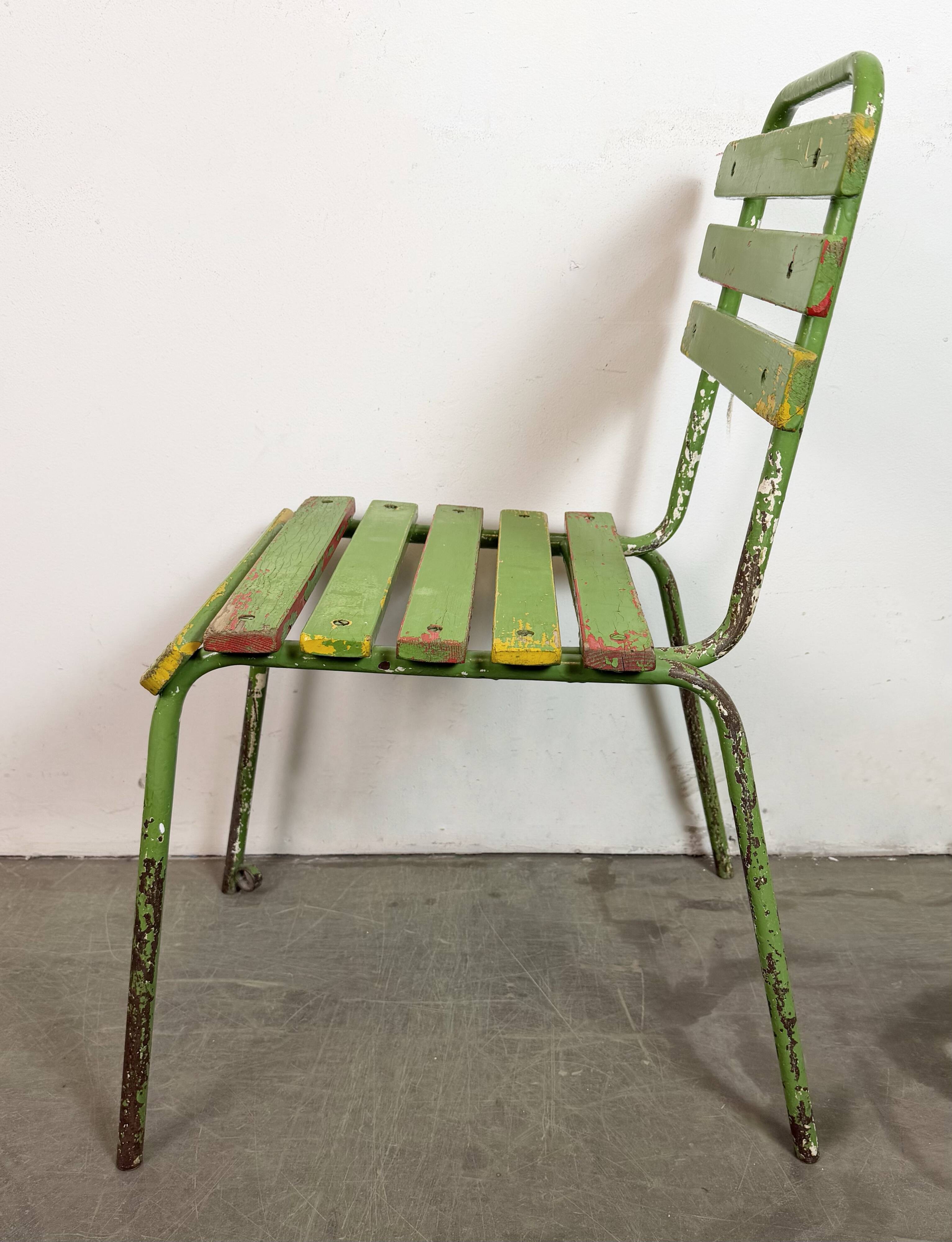 Chaise industrielle verte vintage, années 1960