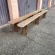Pair of long benches in natural solid wood, French artisanal craftsmanship.