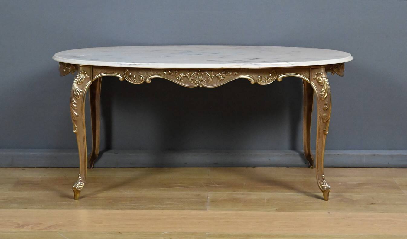 Marble and brass coffee table, Louis XV style – mid 20th century