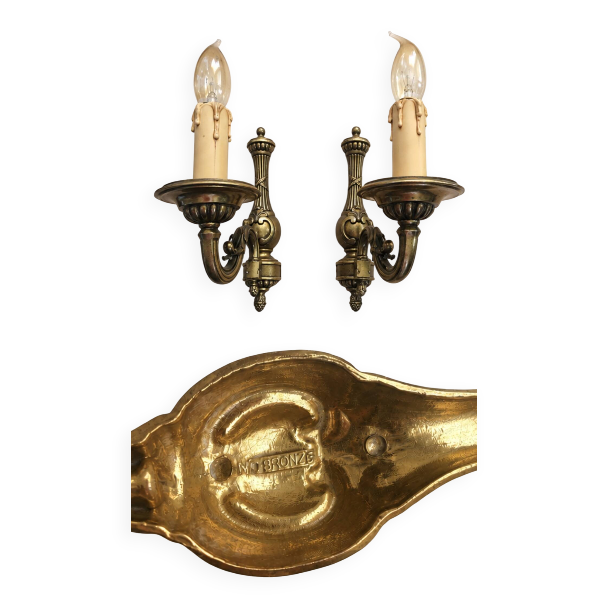 Paire d’appliques bronze véritable