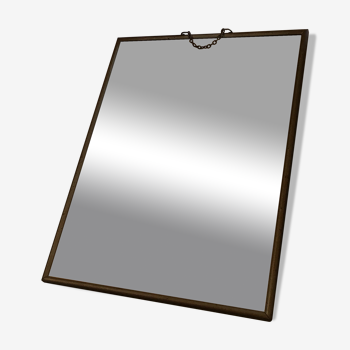 Rectangular barber mirror in silver metal