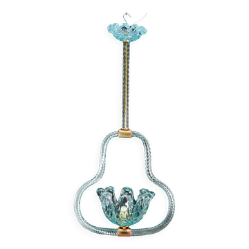 Blu acquamarine Murano glass chandelier by Barovier e Toso, 1940s