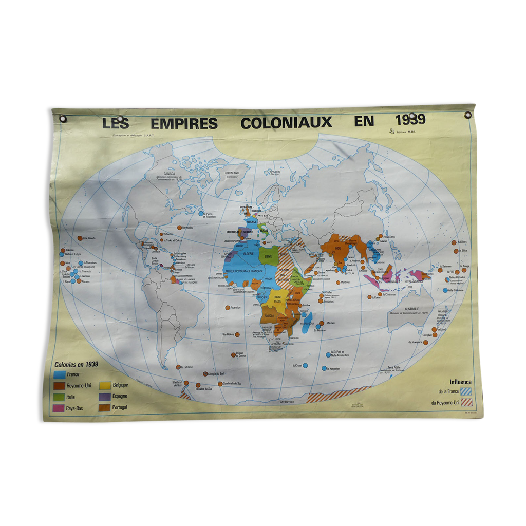 School map decolonization/Empires colonials in 1939 MDI | Selency