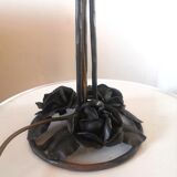 Vintage lamp frosted basin foot with floral decoration design 60s - 70s