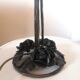 Vintage lamp frosted basin foot with floral decoration design 60s - 70s