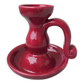 Burgundy ceramic candlestick