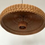 exceptional large Mid Century Modern wicker pendant lamp