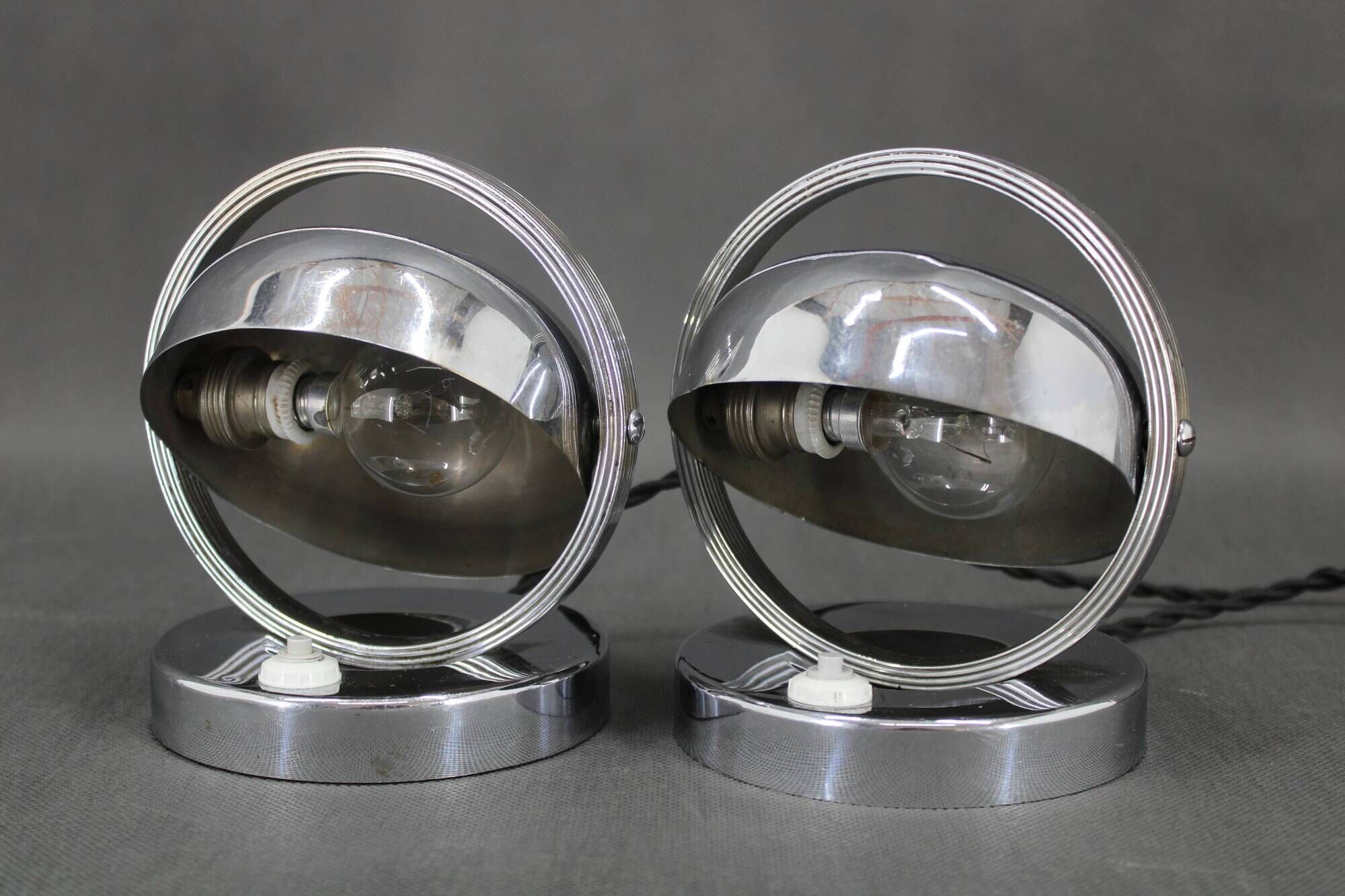 Pair of Bauhaus bedside lamps from the 1930s, Czechoslovakia