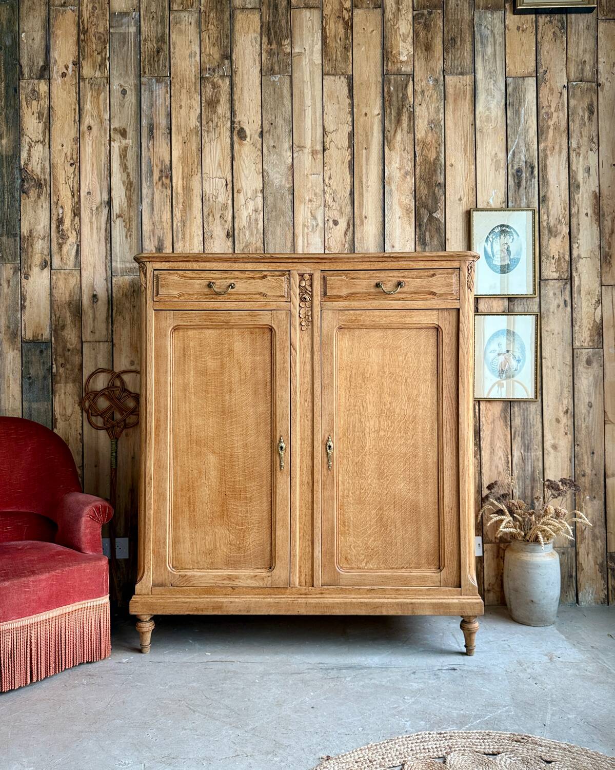 Large antique high oak sideboard