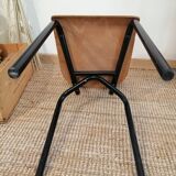 Series of 4 wooden and metal school chairs