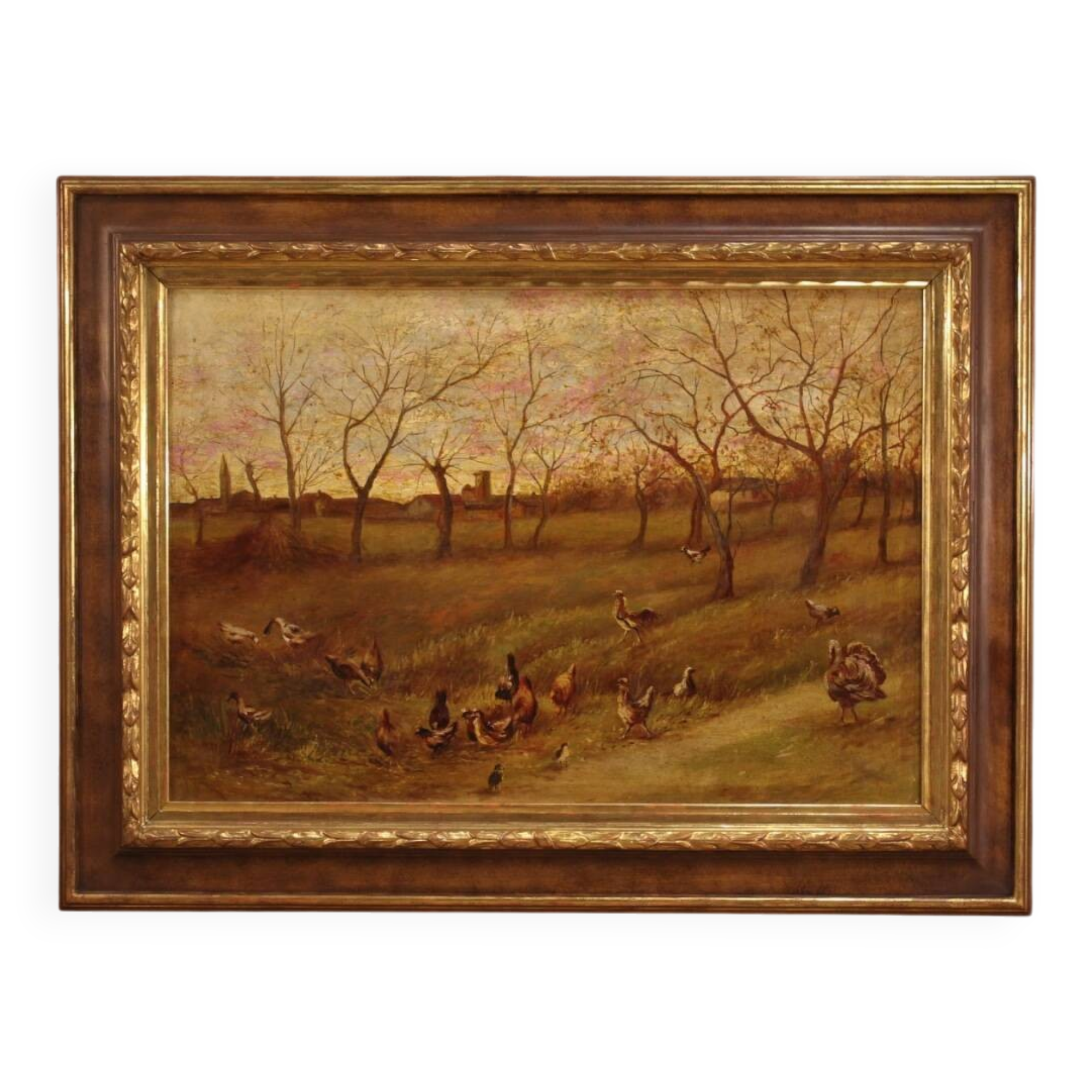 Paysage bucolique peinture italienne du 20e siècle