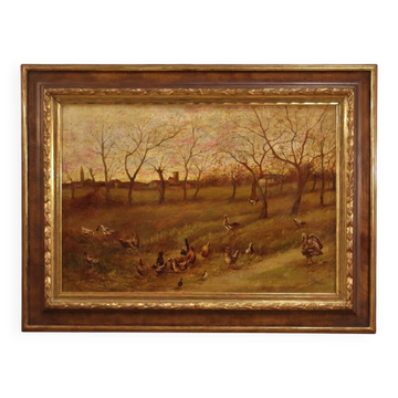Paysage bucolique peinture italienne du 20e siècle