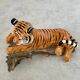 Ancien tigre en céramique vintage années 70 design italien position couché