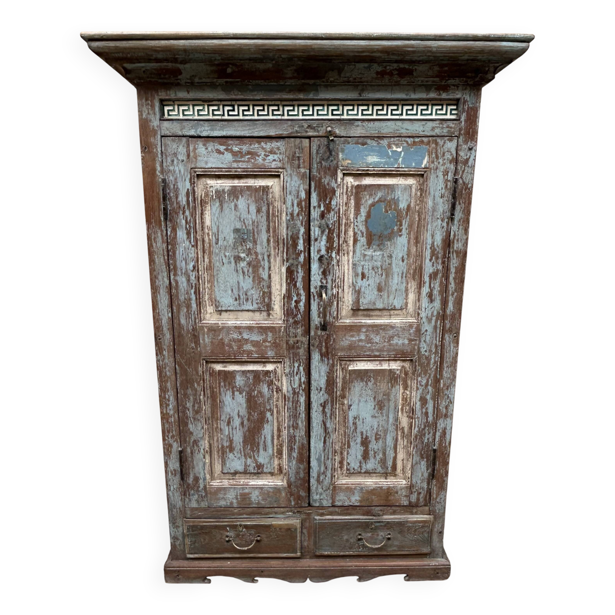 Rajasthani wardrobe in Burmese teak with original patina.