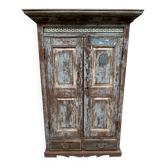 armoire rajasthanaise en teck birman avec patine d'origine