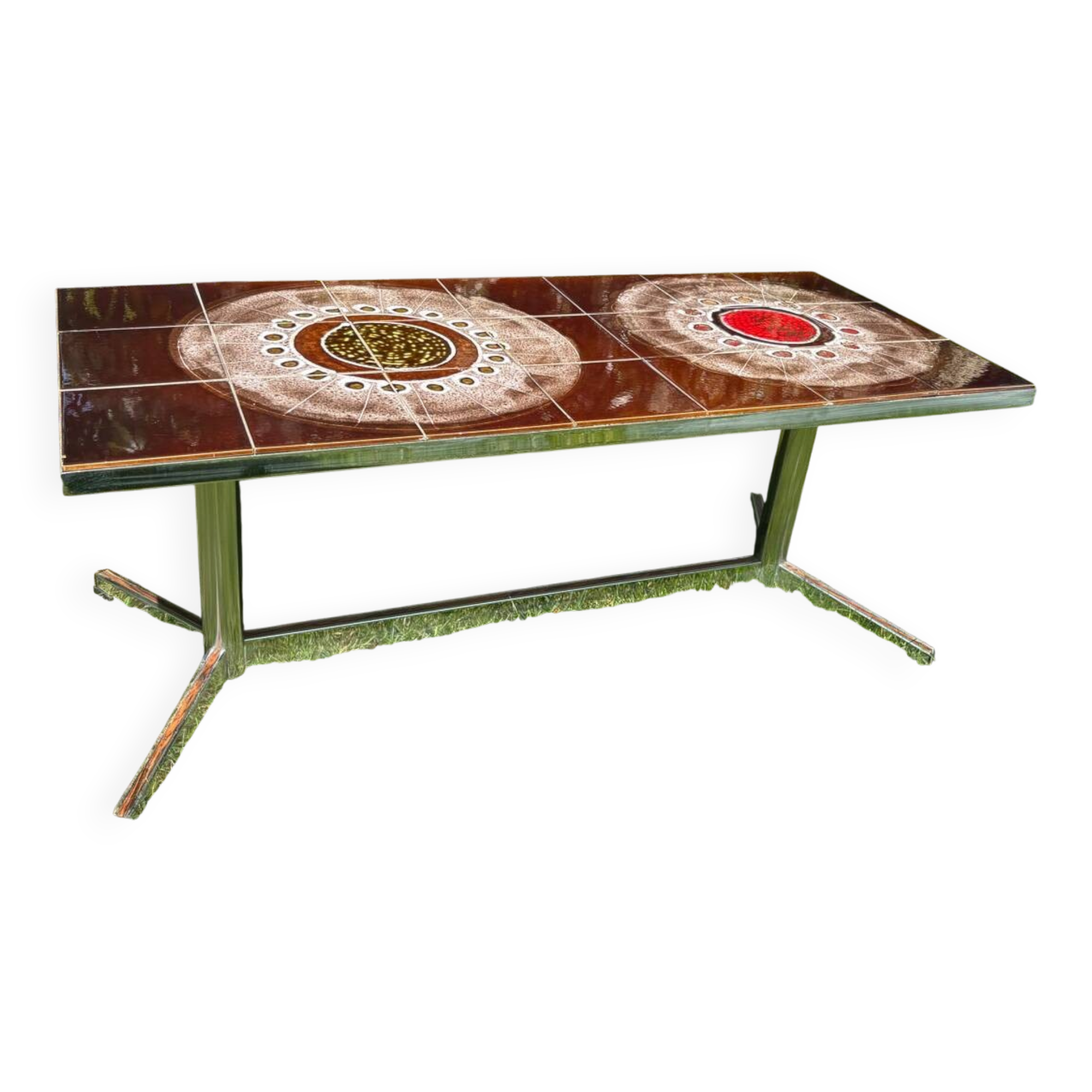 Vintage chrome and ceramic coffee table