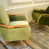 Lot of 2 armrests 50s/60s teak club chairs