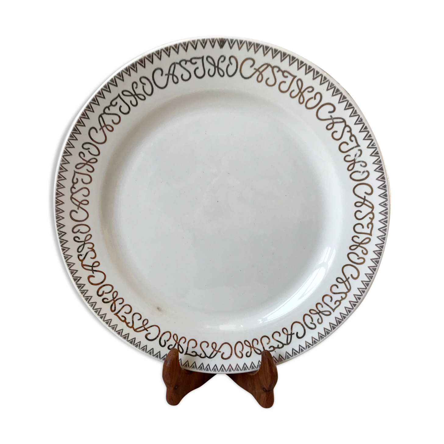 Round dish alphabet Digoin Sarreguemines registered model "Casino" 50s