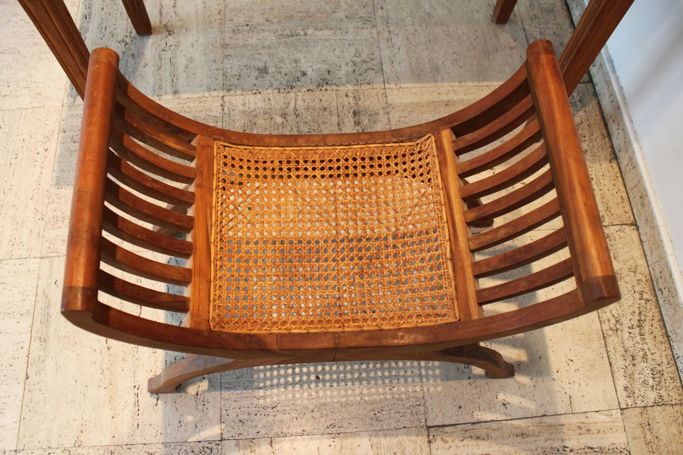 Set console and teak stool, Directoire style.