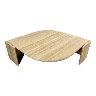 Table basse design roche bobois forme oeil en travertin vintage