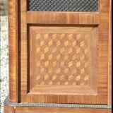 Marquetry and bronze showcase