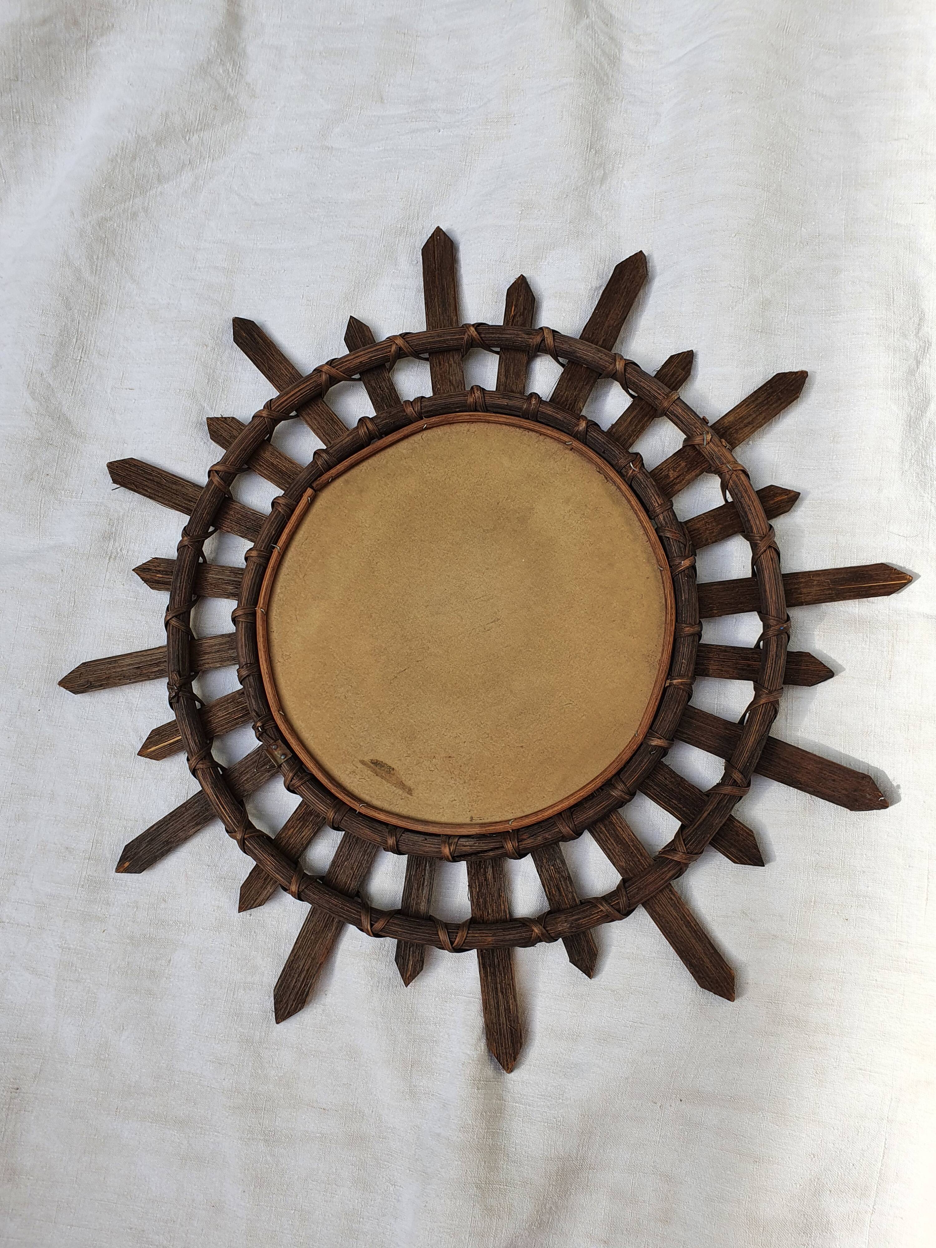 Rattan sun mirror