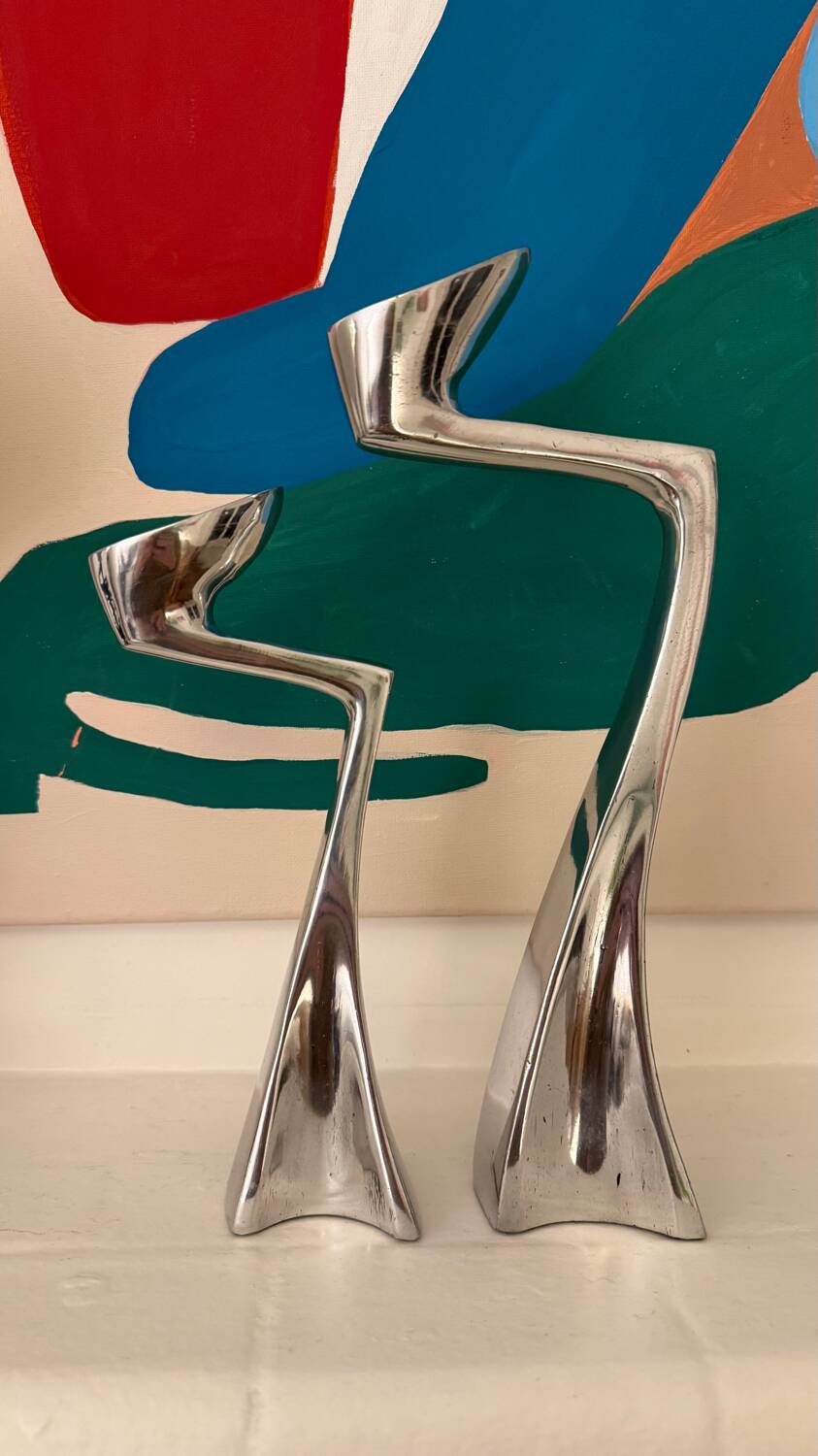 Set of 2 Swan candle holders by Matthew Hilton