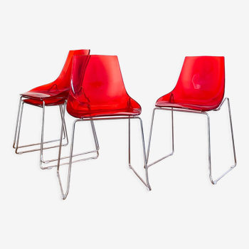 Lot 4 chairs Dal Segno red