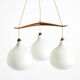 Pendant lamp with opal glass shades teak frame by Uno & Östen Kristiansson