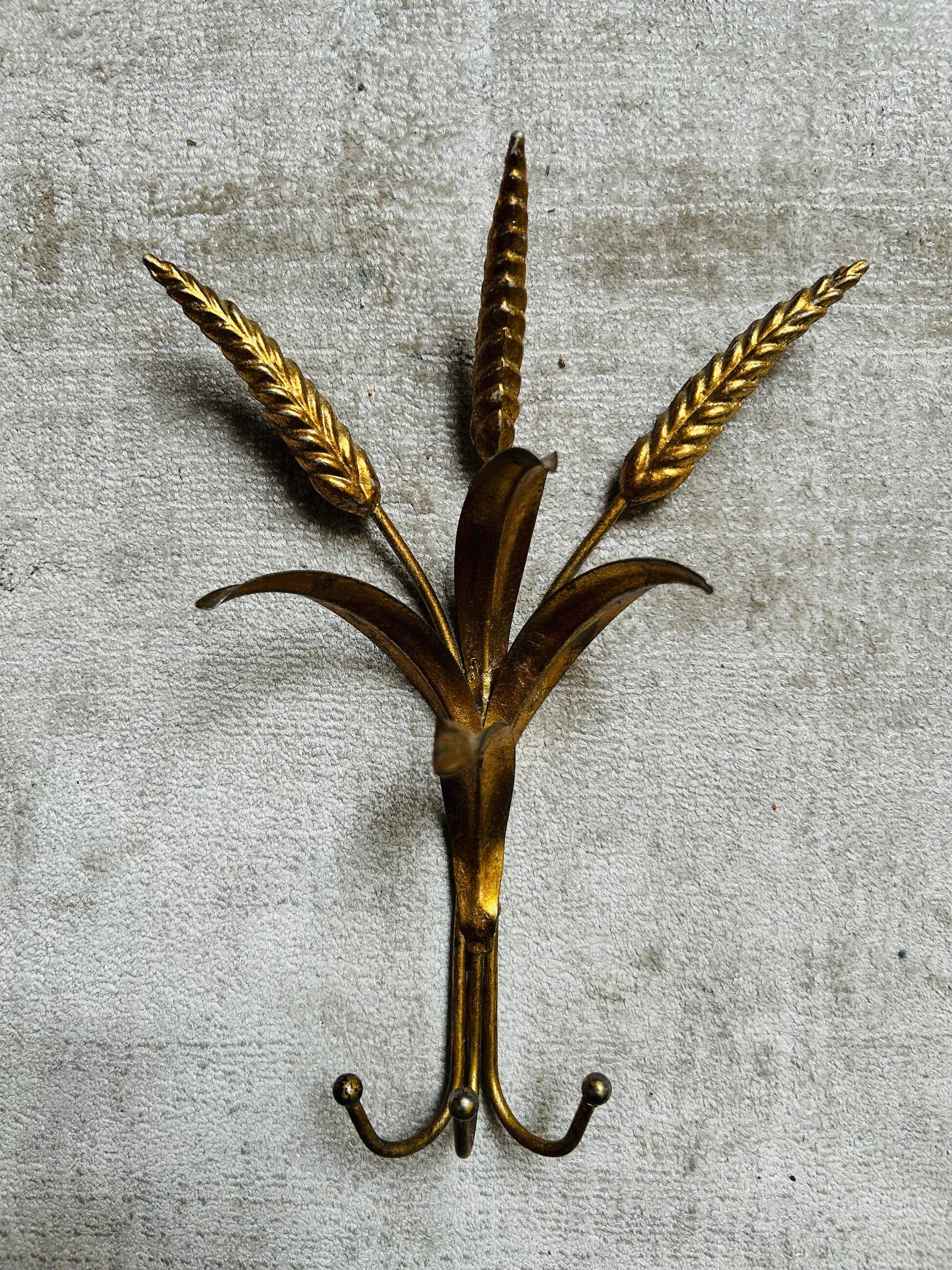 Set of 3 wheat sheaf coat hooks, Italy, 1960s, Hans Kogl style.