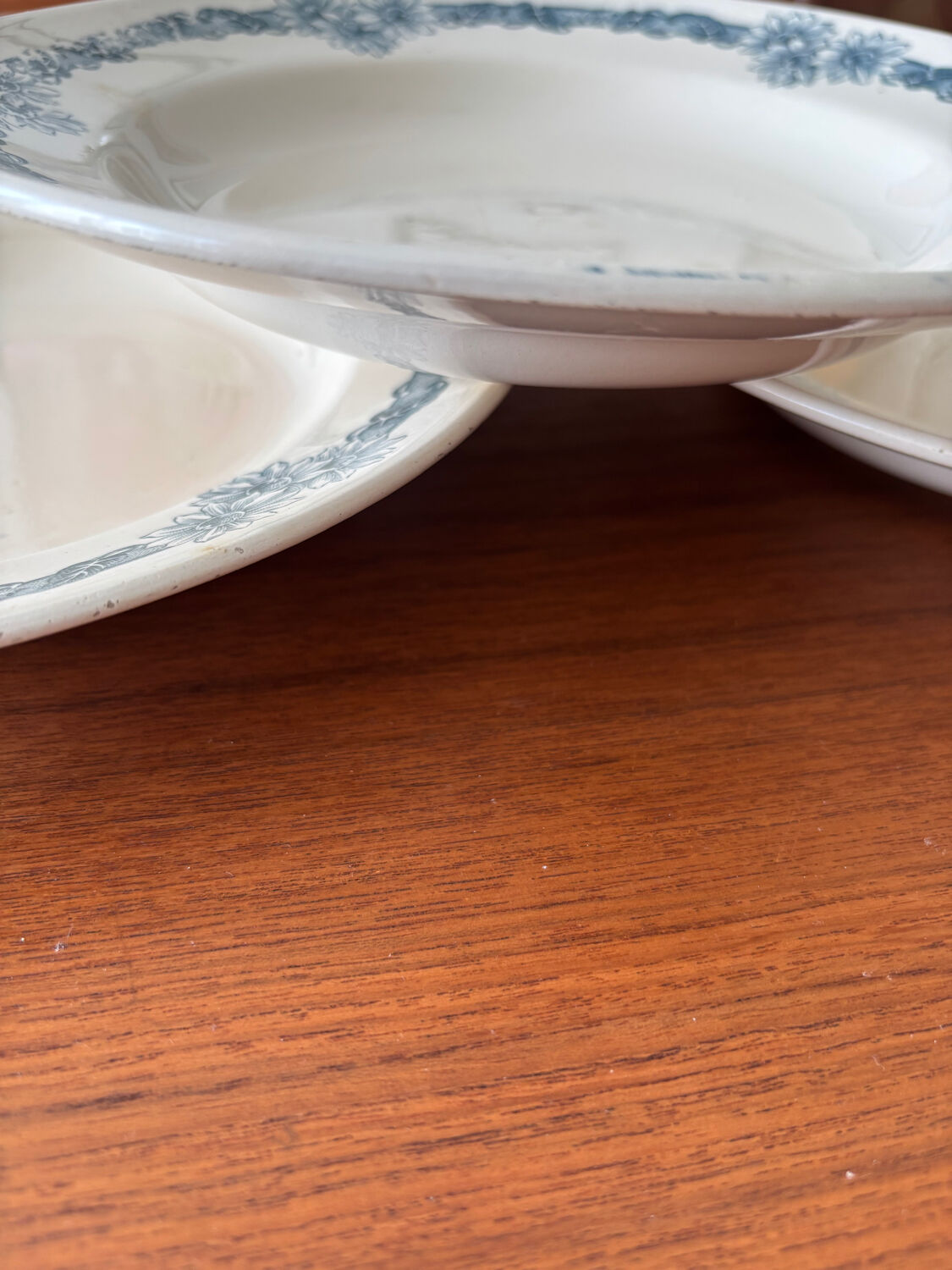 Set of 6 semi-deep plates in ironstone Longchamp model Denise.