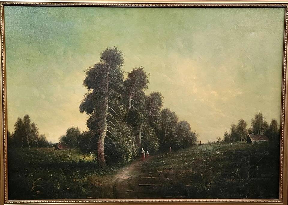 Barbizon School, 19th century: large oil painting on canvas, circa 1850