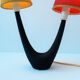 Vintage desk lamp with red and yellow 1950s lampshades