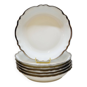 6 assiettes creuses en porcelaine blanche liseret argenté coquet limoges