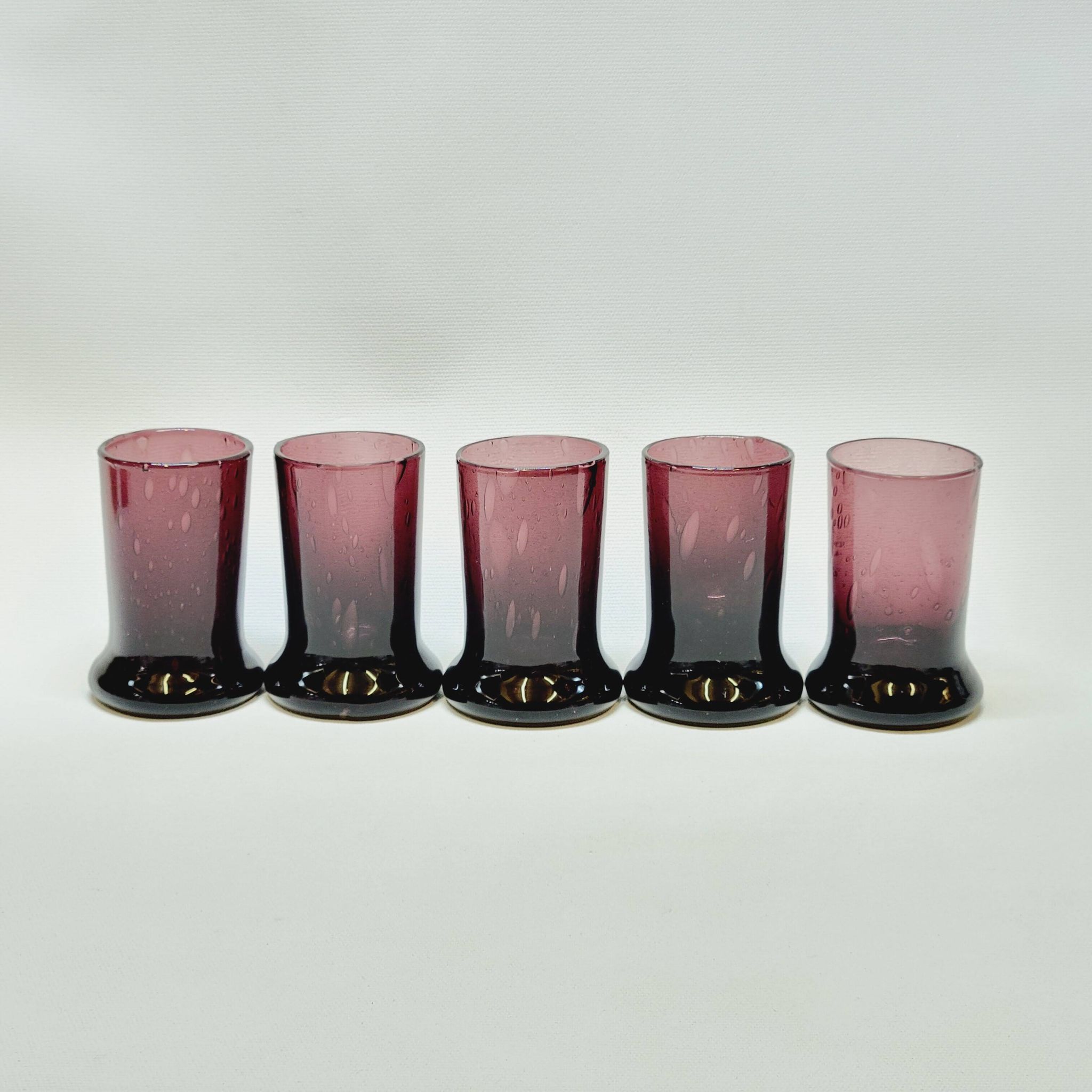 5 Petits Verres A Liqueur Gobelets A Vodka En Verre Soufflé Bullé Prune Biot?