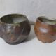 2 asymmetrical brutalist stoneware bowls signed G.Toutous Vintage