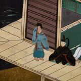 Japanese six-panel Byobu screen on paper, Edo period, 19th century