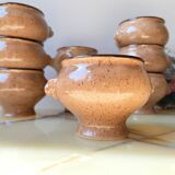 9 Vintage Emile Henry Speckled Beige Ceramic Lion Head Bowls Made in France