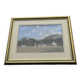 Gouache scène anglaise de cricket par Roy Perry